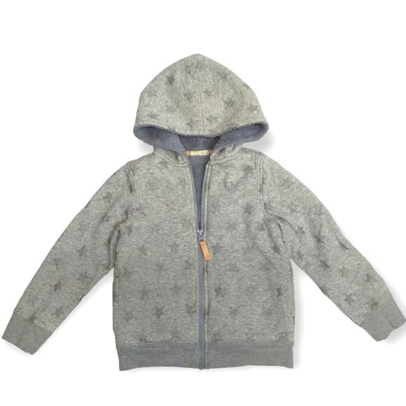 Crazy 8 Girl's Silver Glitter Star Sherpa Hoodie Full Zip Jacket Size Small - Picture 1 of 4